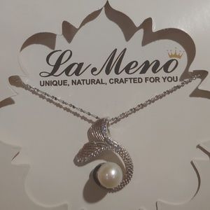 Sterling Silver Mermaid Tail Pearl Necklace